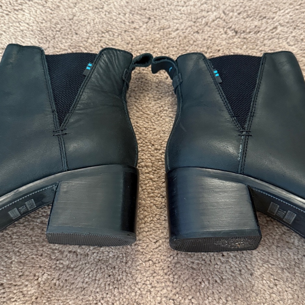 Toms Black Esme Heeled Leather Boots 6.5 - Picture 11 of 13